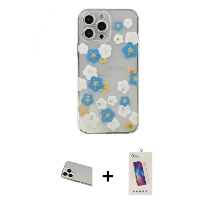 MARSİLYAN™- iPhone 13 Pro Max Kılıf Eksen Asil Prime - Siyah Joko 5D Cam + Rainbow Kamera Lens Koruma Cam - BZ