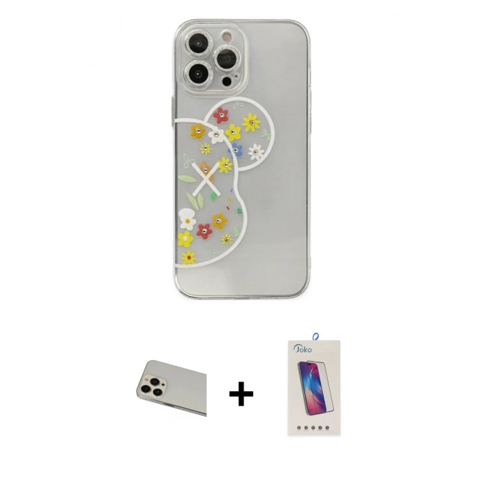 MARSİLYAN™- iPhone 13 Pro Max Kılıf Eksen Asil Prime - Siyah Joko 5D Cam + Rainbow Kamera Lens Koruma Cam - REGD