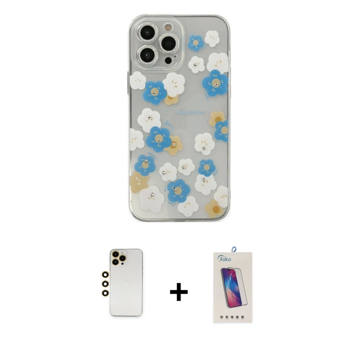 MARSİLYAN™- iPhone 13 Pro Max Kılıf Eksen Asil Prime - Siyah Joko 5D Cam + Shine Kamera Lens - GD