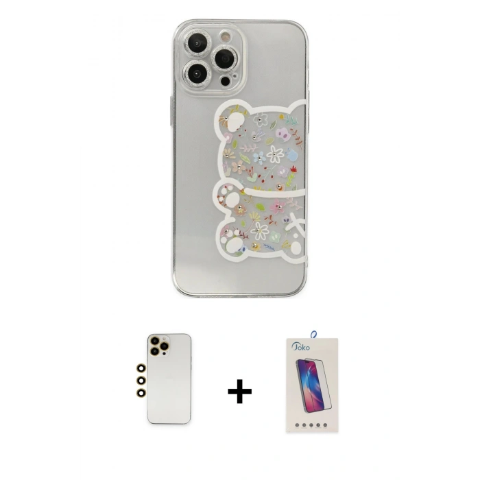 MARSİLYAN™- iPhone 13 Pro Max Kılıf Eksen Asil Prime - Siyah Joko 5D Cam + Shine Kamera Lens - GD