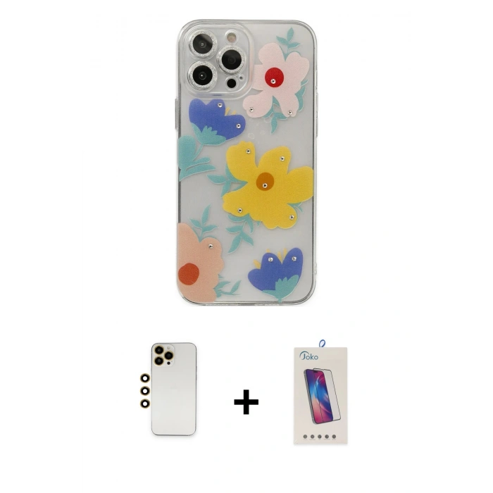 MARSİLYAN™- iPhone 13 Pro Max Kılıf Eksen Asil Prime - Siyah Joko 5D Cam + Shine Kamera Lens - GD