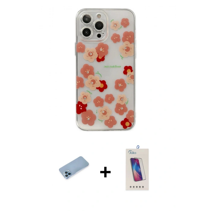 MARSİLYAN™- iPhone 13 Pro Max Kılıf Eksen Asil Prime - Siyah Joko 5D Cam + Shine Kamera Lens Koruma Cam - MI