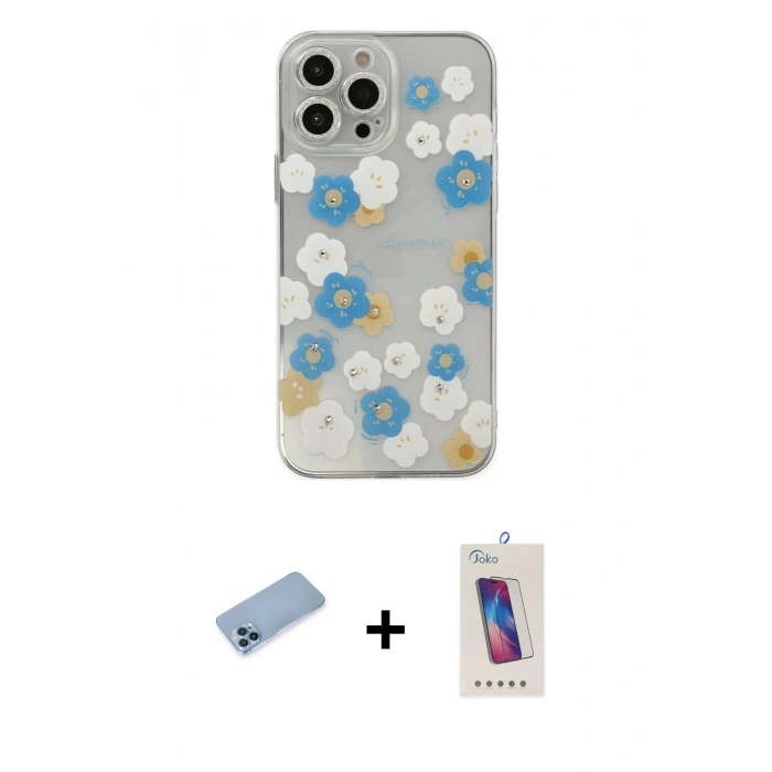 MARSİLYAN™- iPhone 13 Pro Max Kılıf Eksen Asil Prime - Siyah Joko 5D Cam + Shine Kamera Lens Koruma Cam - MI