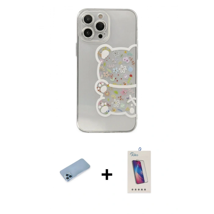 MARSİLYAN™- iPhone 13 Pro Max Kılıf Eksen Asil Prime - Siyah Joko 5D Cam + Shine Kamera Lens Koruma Cam - MI