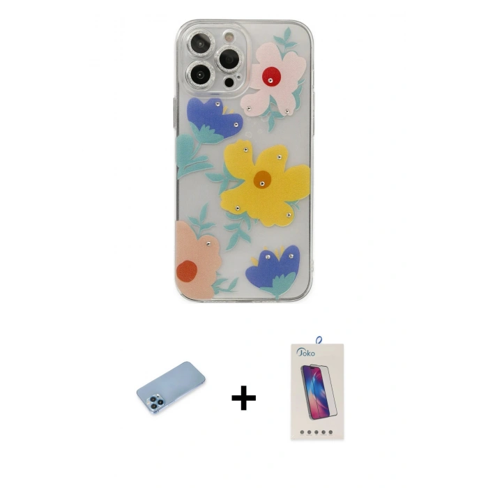 MARSİLYAN™- iPhone 13 Pro Max Kılıf Eksen Asil Prime - Siyah Joko 5D Cam + Shine Kamera Lens Koruma Cam - MI