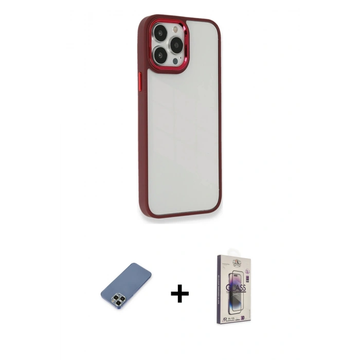 MARSİLYAN™- iPhone 13 Pro Max Kılıf Eksen Doku Prime - Siyah Bilvis 3D Cam Ekran Koruyucu + Açık Yeşil Metal Kamera Lens Koruma Cam