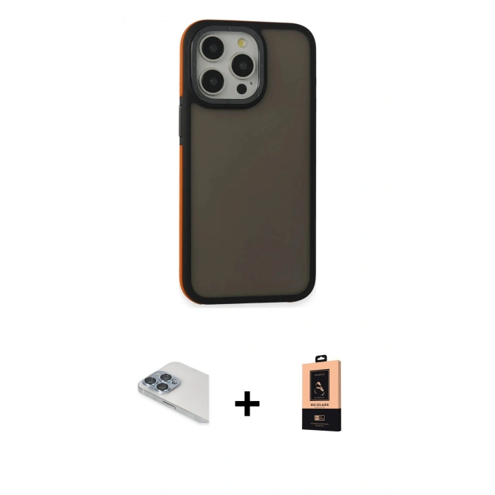 MARSİLYAN™- iPhone 13 Pro Max Kılıf Eksen Işık - Şeffaf Maxco Cam Ekran Koruyucu + Pers Alüminyum Kamera Lens - SABE