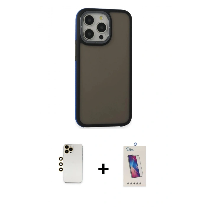 MARSİLYAN™- iPhone 13 Pro Max Kılıf Eksen Işık - Siyah Joko 5D Cam + Shine Kamera Lens - GD