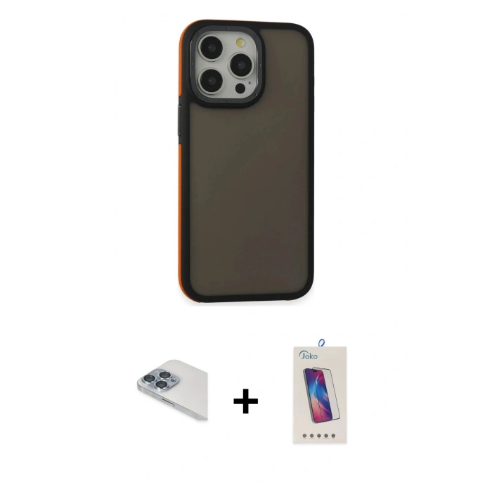 MARSİLYAN™- iPhone 13 Pro Max Kılıf Eksen Işık - Siyah Joko 5D Cam + Pers Alüminyum Kamera Lens - SABE