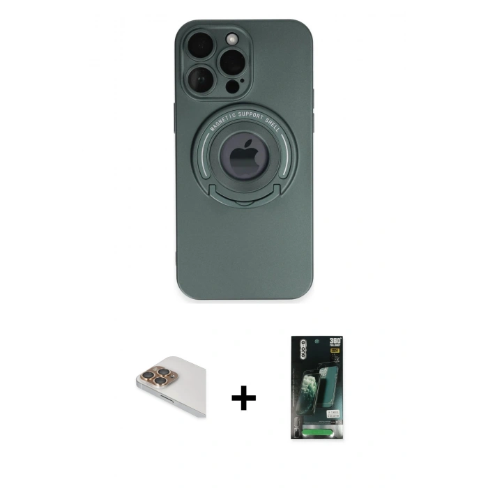 MARSİLYAN™- iPhone 13 Pro Max Kılıf Eksen Klasik Prime - Şeffaf 360 Full Body Arka Koruyucu + Pers Alüminyum Kamera Lens - GD