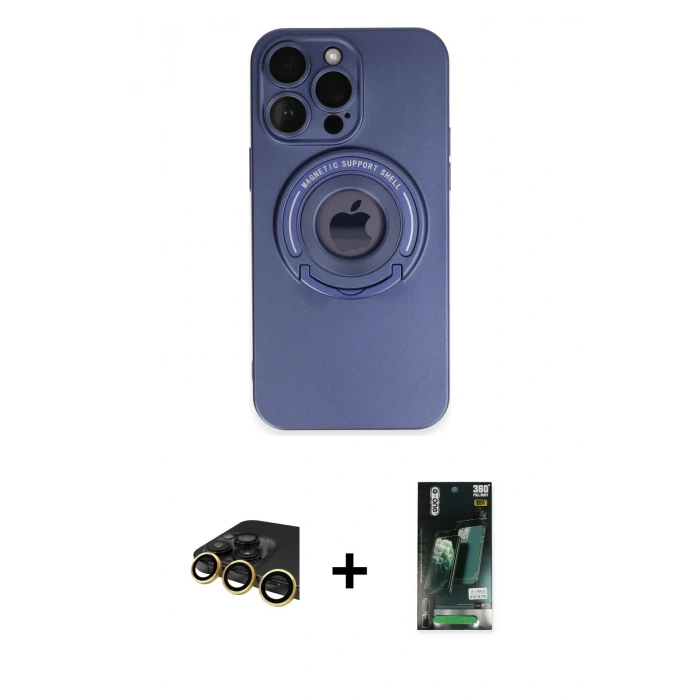 MARSİLYAN™- iPhone 13 Pro Max Kılıf Eksen Klasik Prime - Şeffaf 360 Full Body Arka Koruyucu + Raze Metal Kamera Lens - GD