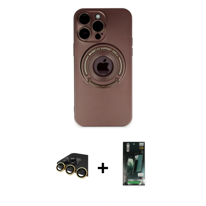 MARSİLYAN™- iPhone 13 Pro Max Kılıf Eksen Klasik Prime - Şeffaf 360 Full Body Arka Koruyucu + Raze Metal Kamera Lens - GD