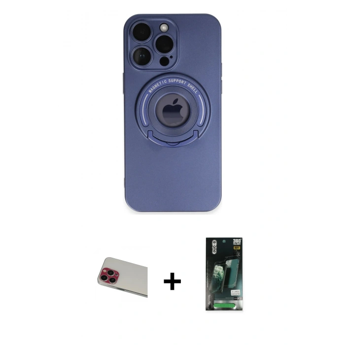 MARSİLYAN™- iPhone 13 Pro Max Kılıf Eksen Klasik Prime - Şeffaf 360 Full Body Arka Koruyucu + Rainbow Kamera Lens Koruma Cam - KI