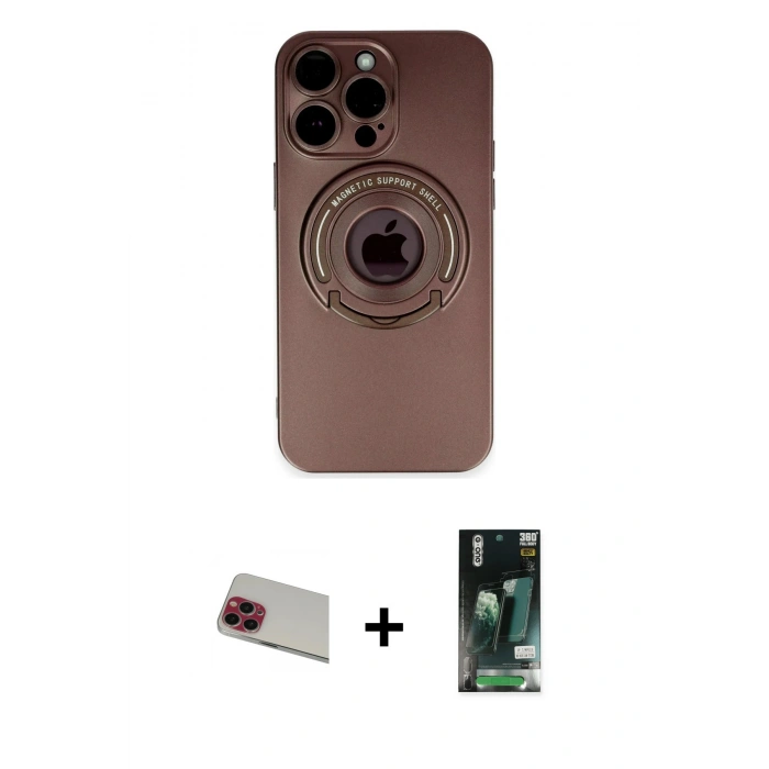 MARSİLYAN™- iPhone 13 Pro Max Kılıf Eksen Klasik Prime - Şeffaf 360 Full Body Arka Koruyucu + Rainbow Kamera Lens Koruma Cam - KI