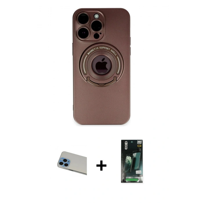MARSİLYAN™- iPhone 13 Pro Max Kılıf Eksen Klasik Prime - Şeffaf 360 Full Body Arka Koruyucu + Rainbow Kamera Lens Koruma Cam - MI