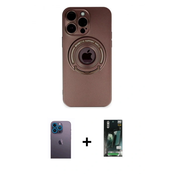 MARSİLYAN™- iPhone 13 Pro Max Kılıf Eksen Klasik Prime - Şeffaf 360 Full Body Arka Koruyucu + Neon Fosforlu Kamera Lens - MI