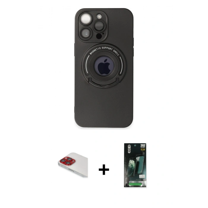 MARSİLYAN™- iPhone 13 Pro Max Kılıf Eksen Klasik Prime - Şeffaf 360 Full Body Arka Koruyucu + Pers Alüminyum Kamera Lens - KI