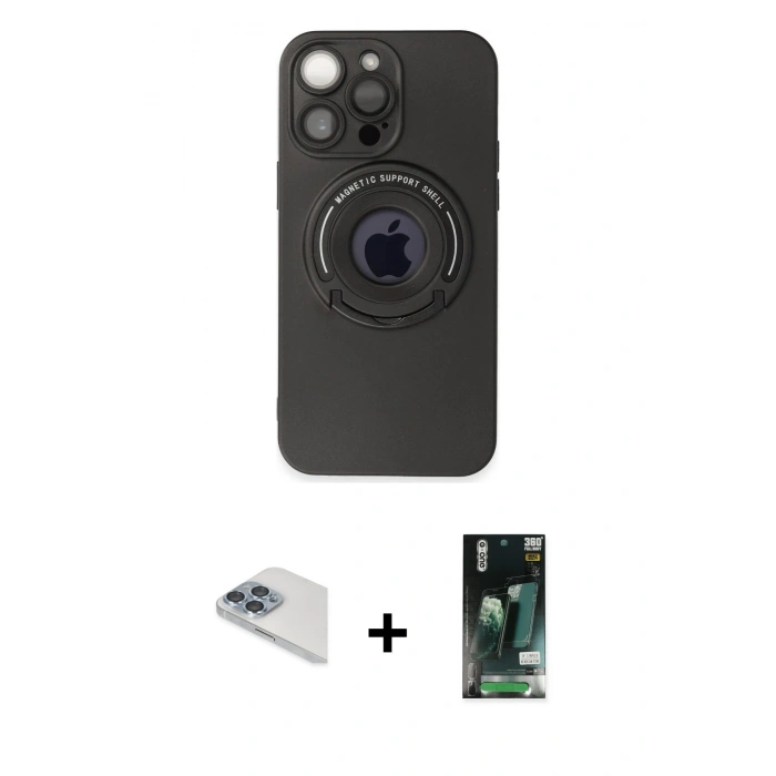 MARSİLYAN™- iPhone 13 Pro Max Kılıf Eksen Klasik Prime - Şeffaf 360 Full Body Arka Koruyucu + Pers Alüminyum Kamera Lens - SABE
