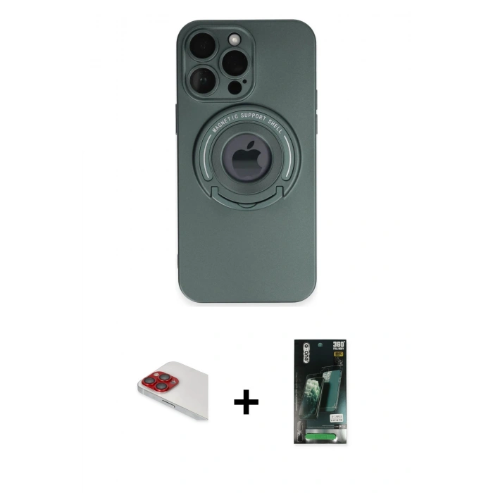 MARSİLYAN™- iPhone 13 Pro Max Kılıf Eksen Klasik Prime - Şeffaf 360 Full Body Arka Koruyucu + Pers Alüminyum Kamera Lens - KI