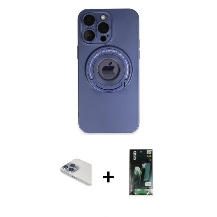 MARSİLYAN™- iPhone 13 Pro Max Kılıf Eksen Klasik Prime - Şeffaf 360 Full Body Arka Koruyucu + Pers Alüminyum Kamera Lens - SABE