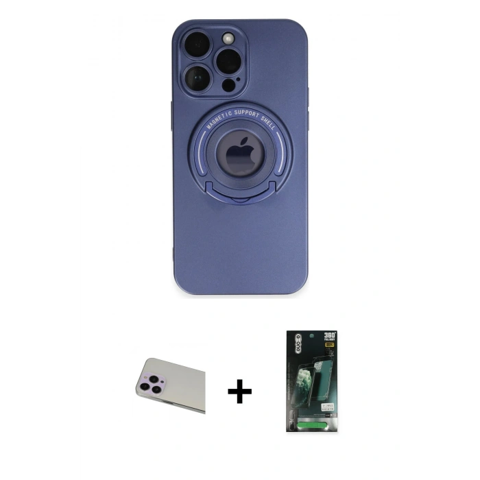 MARSİLYAN™- iPhone 13 Pro Max Kılıf Eksen Klasik Prime - Şeffaf 360 Full Body Arka Koruyucu + Rainbow Kamera Lens Koruma Cam - MR