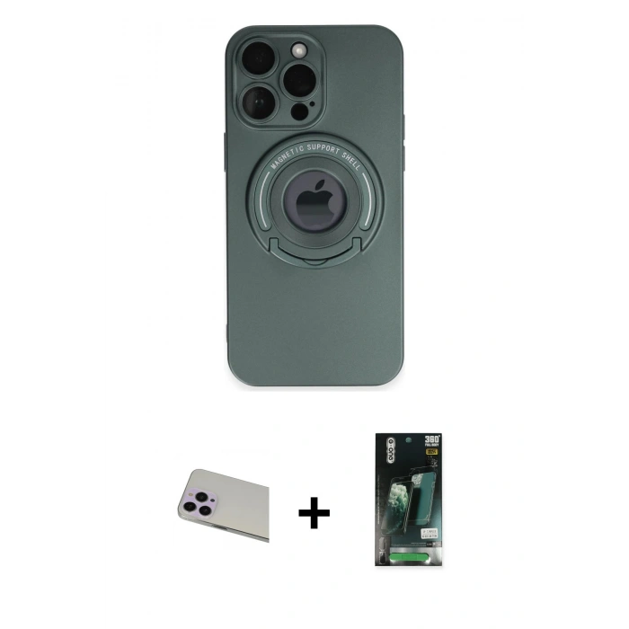 MARSİLYAN™- iPhone 13 Pro Max Kılıf Eksen Klasik Prime - Şeffaf 360 Full Body Arka Koruyucu + Rainbow Kamera Lens Koruma Cam - MR