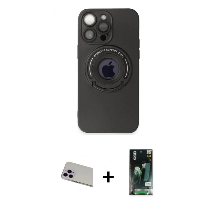 MARSİLYAN™- iPhone 13 Pro Max Kılıf Eksen Klasik Prime - Şeffaf 360 Full Body Arka Koruyucu + Rainbow Kamera Lens Koruma Cam - MR
