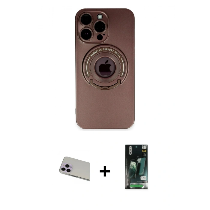 MARSİLYAN™- iPhone 13 Pro Max Kılıf Eksen Klasik Prime - Şeffaf 360 Full Body Arka Koruyucu + Rainbow Kamera Lens Koruma Cam - MR