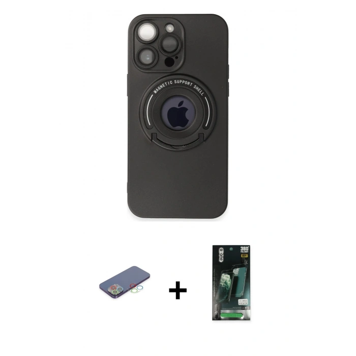 MARSİLYAN™- iPhone 13 Pro Max Kılıf Eksen Klasik Prime - Şeffaf 360 Full Body Arka Koruyucu + Renkli Kamera Lens Koruma Cam - MI