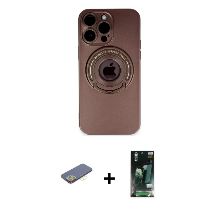 MARSİLYAN™- iPhone 13 Pro Max Kılıf Eksen Klasik Prime - Şeffaf 360 Full Body Arka Koruyucu + Renkli Kamera Lens Koruma Cam - SI