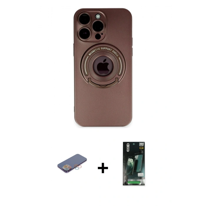MARSİLYAN™- iPhone 13 Pro Max Kılıf Eksen Klasik Prime - Şeffaf 360 Full Body Arka Koruyucu + Renkli Kamera Lens Koruma Cam - PE