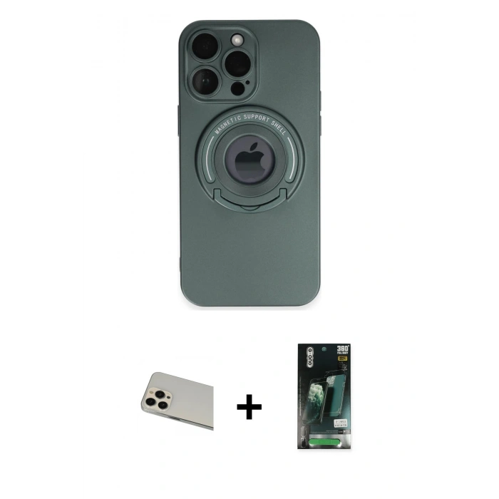 MARSİLYAN™- iPhone 13 Pro Max Kılıf Eksen Klasik Prime - Şeffaf 360 Full Body Arka Koruyucu + Rainbow Kamera Lens Koruma Cam - REGD