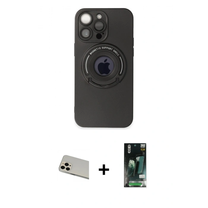 MARSİLYAN™- iPhone 13 Pro Max Kılıf Eksen Klasik Prime - Şeffaf 360 Full Body Arka Koruyucu + Rainbow Kamera Lens Koruma Cam - REGD