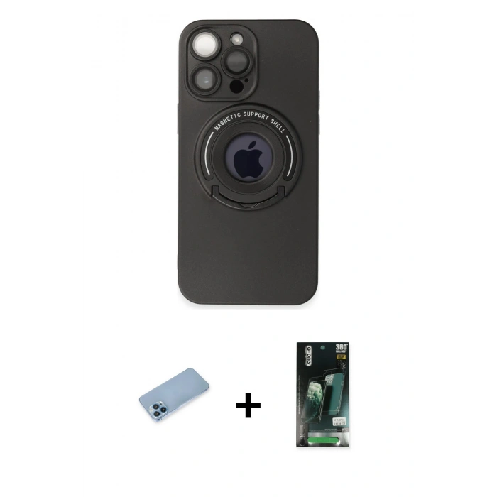 MARSİLYAN™- iPhone 13 Pro Max Kılıf Eksen Klasik Prime - Şeffaf 360 Full Body Arka Koruyucu + Shine Kamera Lens Koruma Cam - MI