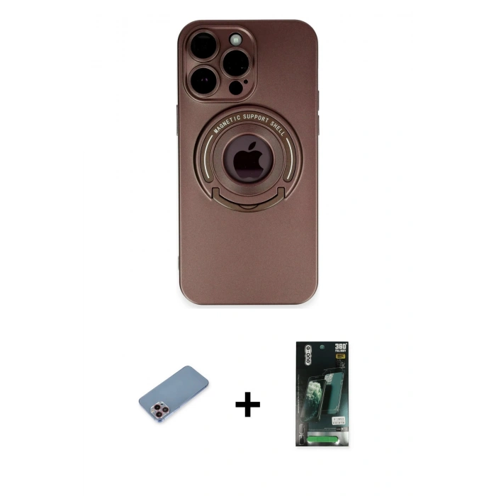 MARSİLYAN™- iPhone 13 Pro Max Kılıf Eksen Klasik Prime - Şeffaf 360 Full Body Arka Koruyucu + Shine Kamera Lens Koruma Cam - PE