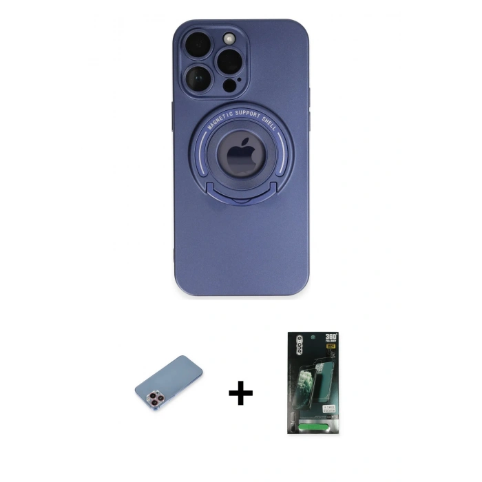 MARSİLYAN™- iPhone 13 Pro Max Kılıf Eksen Klasik Prime - Şeffaf 360 Full Body Arka Koruyucu + Shine Kamera Lens Koruma Cam - PE