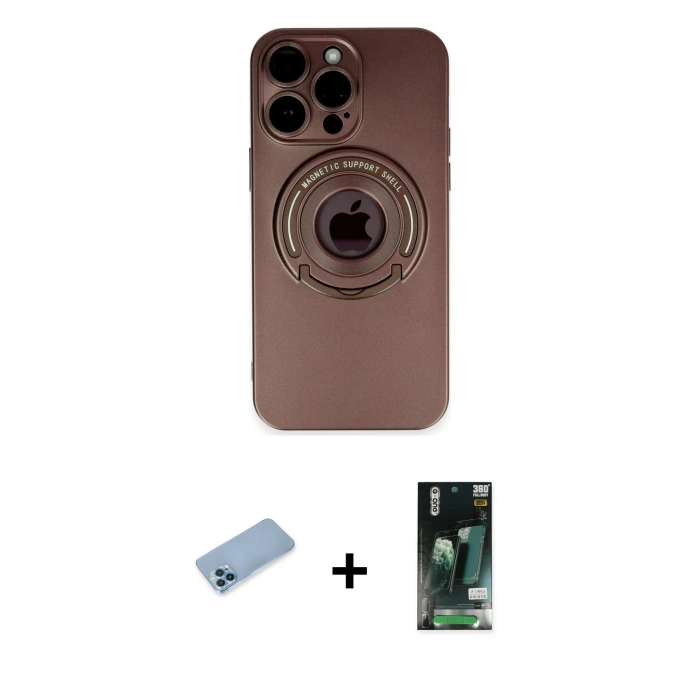 MARSİLYAN™- iPhone 13 Pro Max Kılıf Eksen Klasik Prime - Şeffaf 360 Full Body Arka Koruyucu + Shine Kamera Lens Koruma Cam - MI