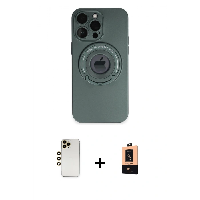 MARSİLYAN™- iPhone 13 Pro Max Kılıf Eksen Klasik Prime - Şeffaf Maxco Cam Ekran Koruyucu + Shine Kamera Lens - GD