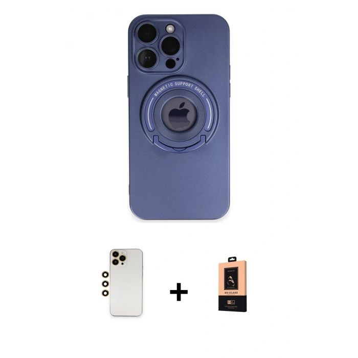 MARSİLYAN™- iPhone 13 Pro Max Kılıf Eksen Klasik Prime - Şeffaf Maxco Cam Ekran Koruyucu + Shine Kamera Lens - GD