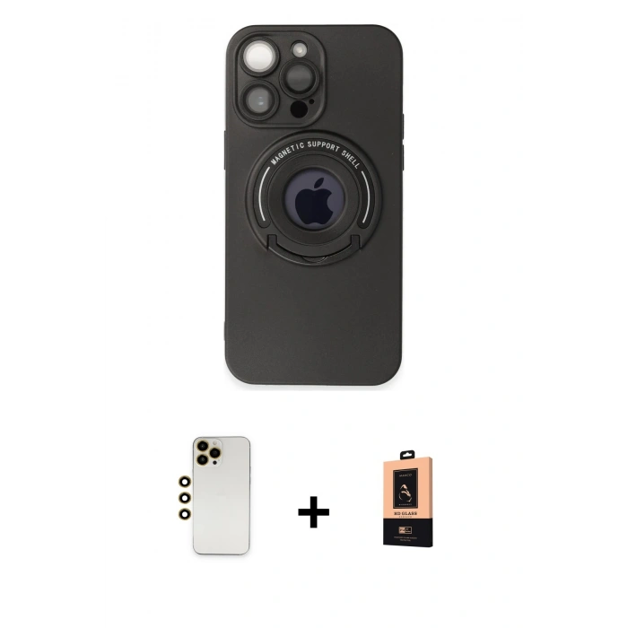 MARSİLYAN™- iPhone 13 Pro Max Kılıf Eksen Klasik Prime - Şeffaf Maxco Cam Ekran Koruyucu + Shine Kamera Lens - GD