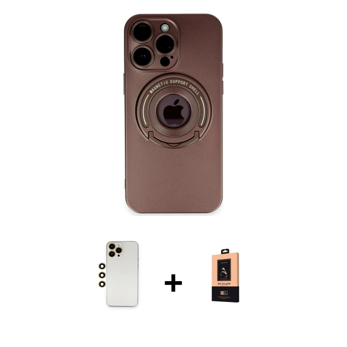 MARSİLYAN™- iPhone 13 Pro Max Kılıf Eksen Klasik Prime - Şeffaf Maxco Cam Ekran Koruyucu + Shine Kamera Lens - GD