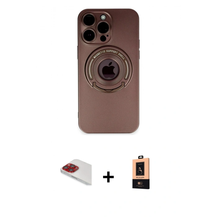 MARSİLYAN™- iPhone 13 Pro Max Kılıf Eksen Klasik Prime - Şeffaf Maxco Cam Ekran Koruyucu + Pers Alüminyum Kamera Lens - KI