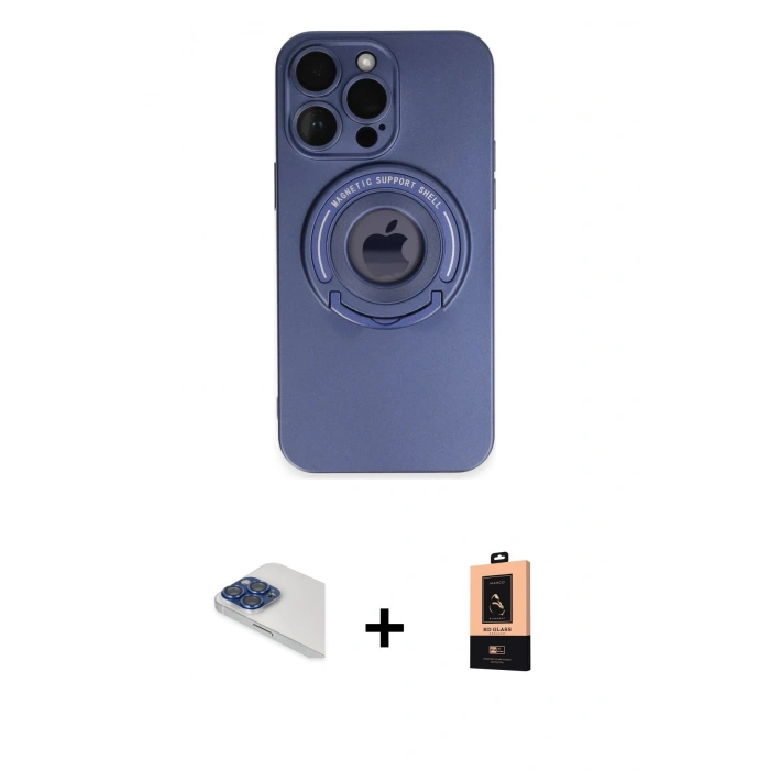 MARSİLYAN™- iPhone 13 Pro Max Kılıf Eksen Klasik Prime - Şeffaf Maxco Cam Ekran Koruyucu + Pers Alüminyum Kamera Lens - LT