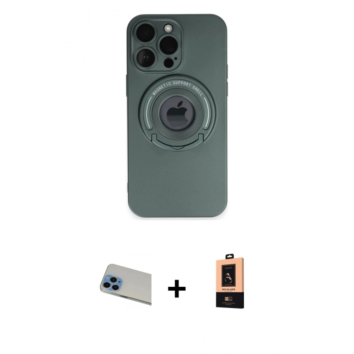 MARSİLYAN™- iPhone 13 Pro Max Kılıf Eksen Klasik Prime - Şeffaf Maxco Cam Ekran Koruyucu + Rainbow Kamera Lens Koruma Cam - MI