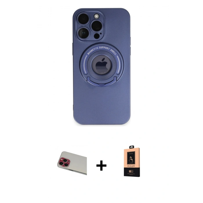 MARSİLYAN™- iPhone 13 Pro Max Kılıf Eksen Klasik Prime - Şeffaf Maxco Cam Ekran Koruyucu + Rainbow Kamera Lens Koruma Cam - KI
