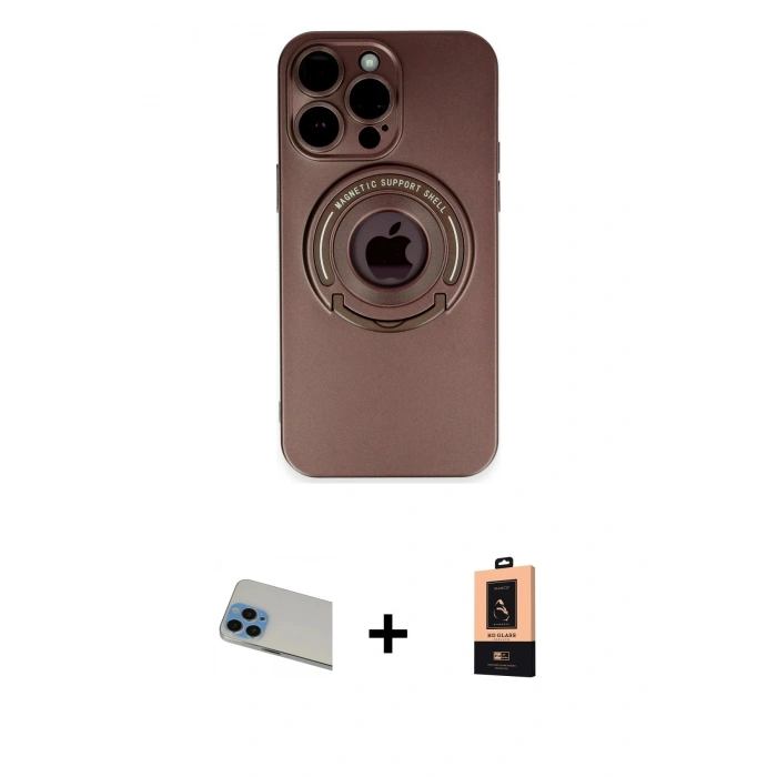 MARSİLYAN™- iPhone 13 Pro Max Kılıf Eksen Klasik Prime - Şeffaf Maxco Cam Ekran Koruyucu + Rainbow Kamera Lens Koruma Cam - MI