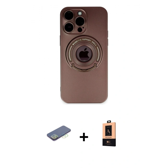 MARSİLYAN™- iPhone 13 Pro Max Kılıf Eksen Klasik Prime - Şeffaf Maxco Cam Ekran Koruyucu + Renkli Kamera Lens Koruma Cam - YL