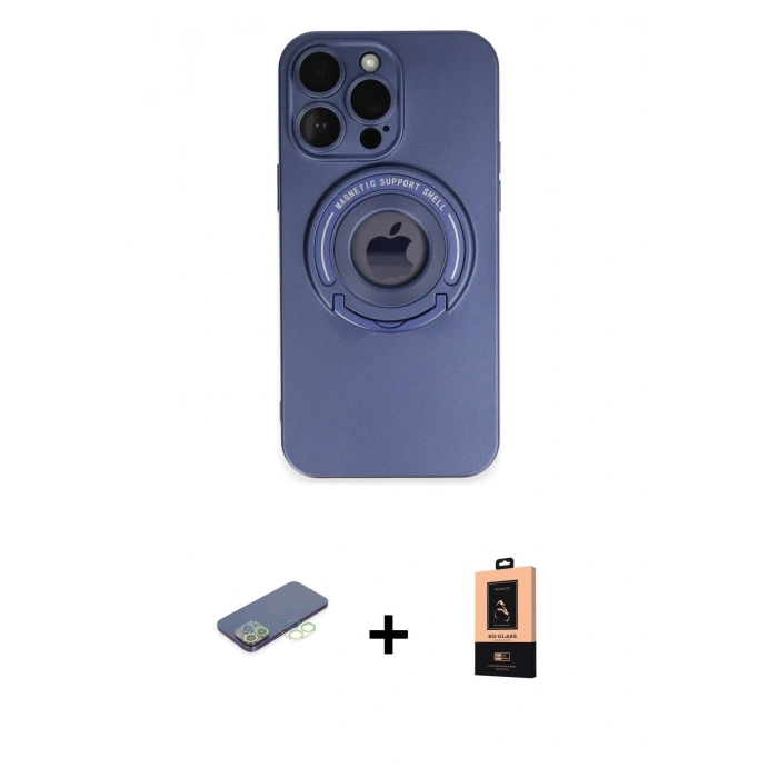 MARSİLYAN™- iPhone 13 Pro Max Kılıf Eksen Klasik Prime - Şeffaf Maxco Cam Ekran Koruyucu + Renkli Kamera Lens Koruma Cam - YL