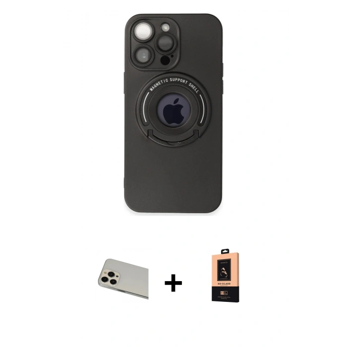 MARSİLYAN™- iPhone 13 Pro Max Kılıf Eksen Klasik Prime - Şeffaf Maxco Cam Ekran Koruyucu + Rainbow Kamera Lens Koruma Cam - REGD