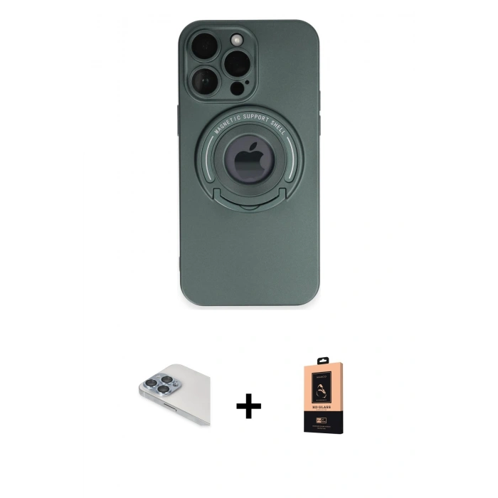 MARSİLYAN™- iPhone 13 Pro Max Kılıf Eksen Klasik Prime - Şeffaf Maxco Cam Ekran Koruyucu + Pers Alüminyum Kamera Lens - SABE